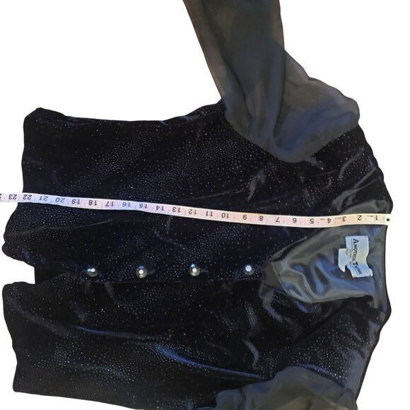 Vintage 80s Another Thyme Black Velvet Top Womens L Whimsygoth Witchy Vampire‎ - Picture 5 of 6